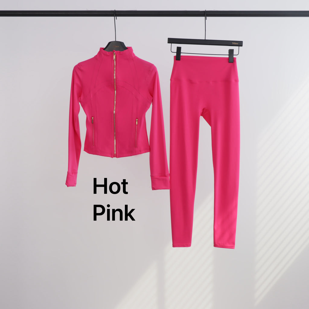 Lu Gold Zip Leggings & Cropped Jacket Sets (20+ Colours)