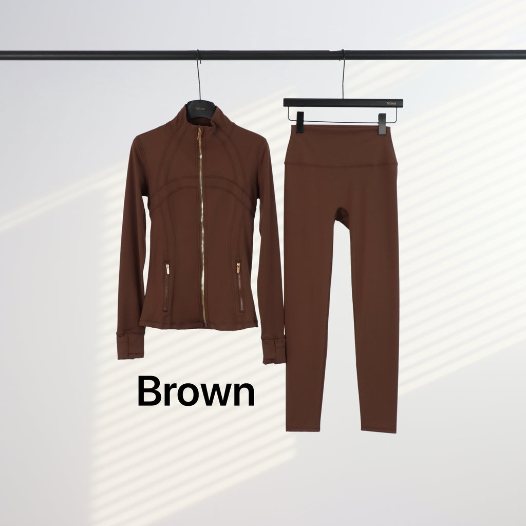 Lu Gold Zip Leggings & Jacket Sets (20+ Colours)