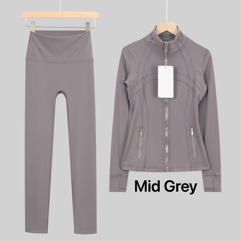 Lu Gold Zip Leggings & Jacket Sets (20+ Colours)