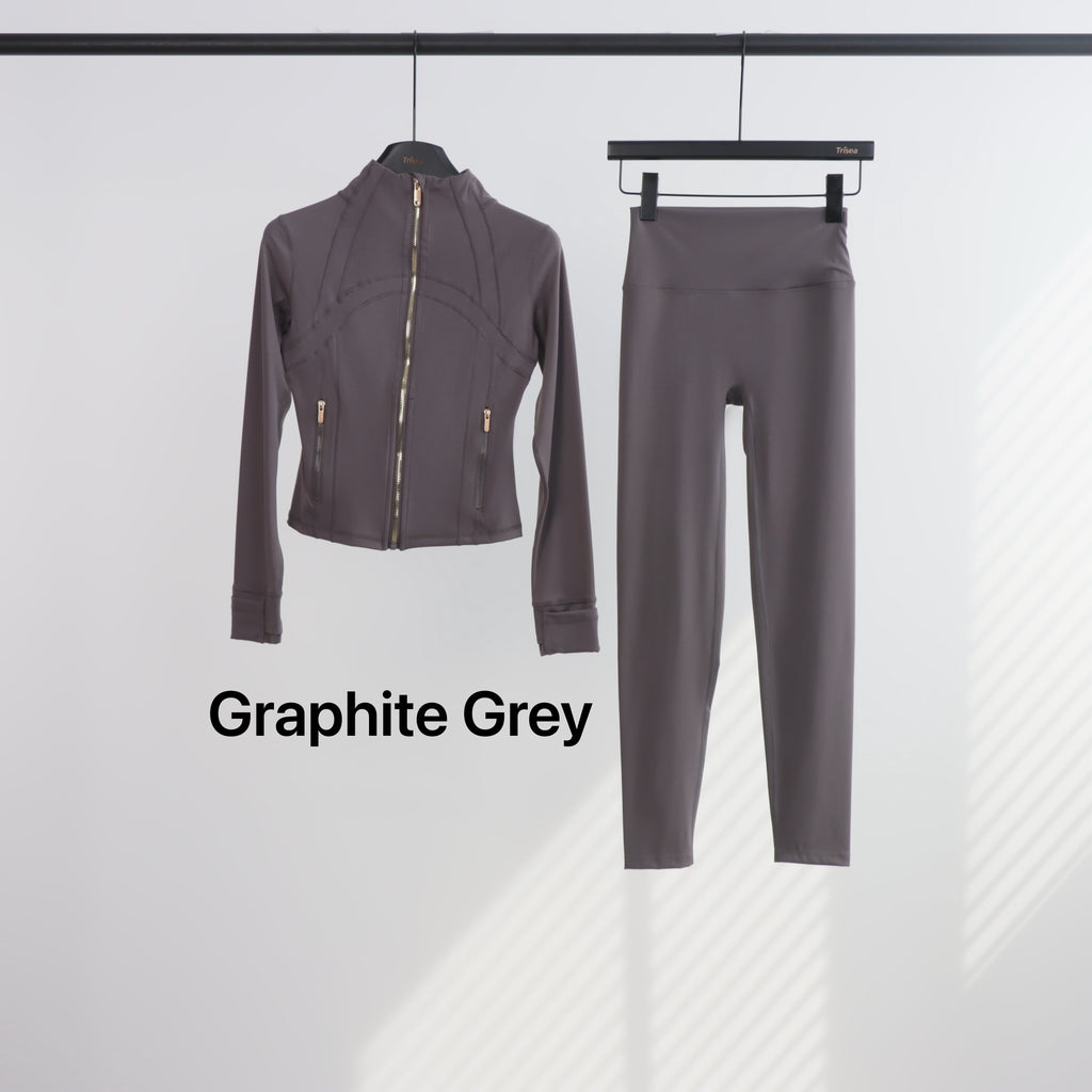 Lu Gold Zip Leggings & Cropped Jacket Sets (20+ Colours)