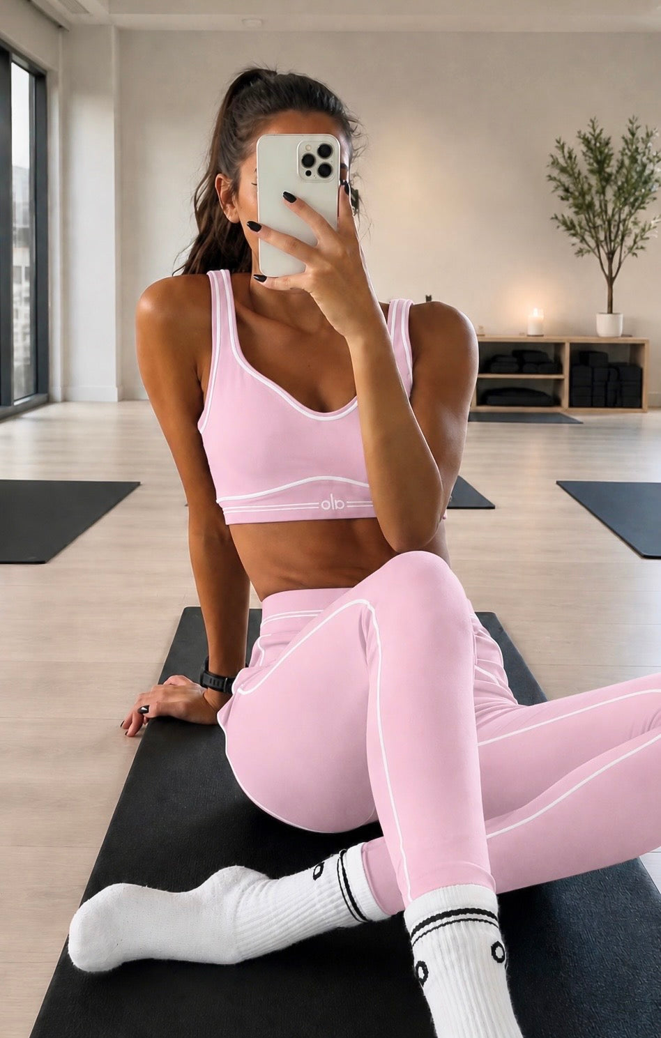 Baby Pink Air Brush Yoga Set