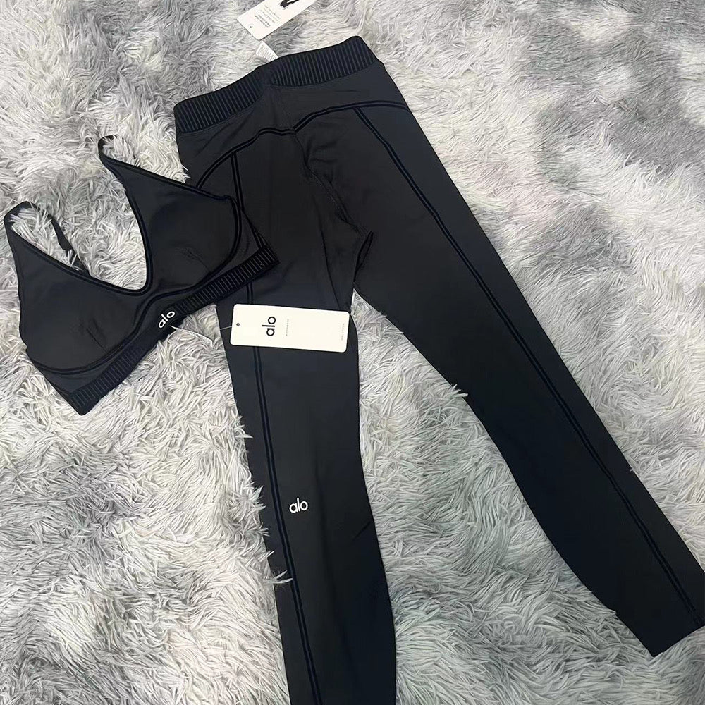 Black Premium Yoga Leggings Sets (7/8 Length Leggings)