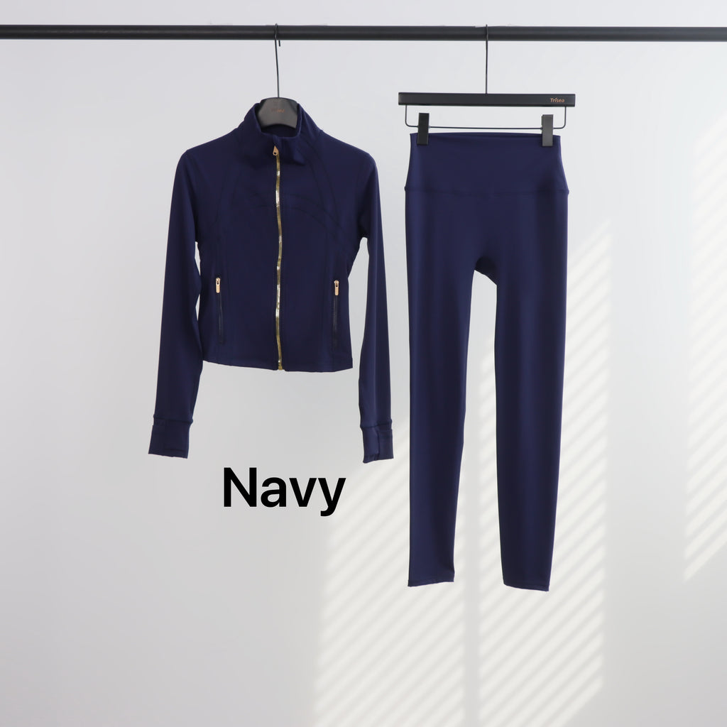 Lu Gold Zip Leggings & Cropped Jacket Sets (20+ Colours)