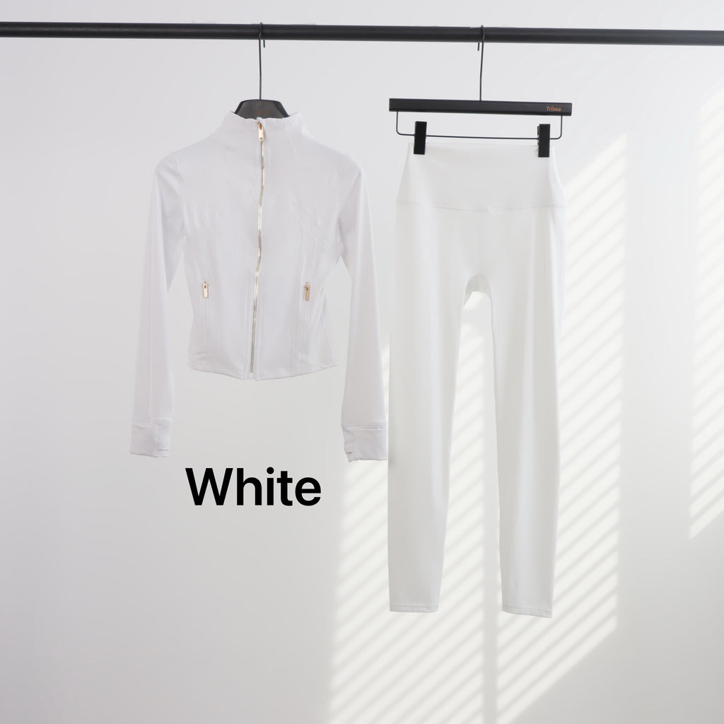 Lu Gold Zip Leggings & Cropped Jacket Sets (20+ Colours)