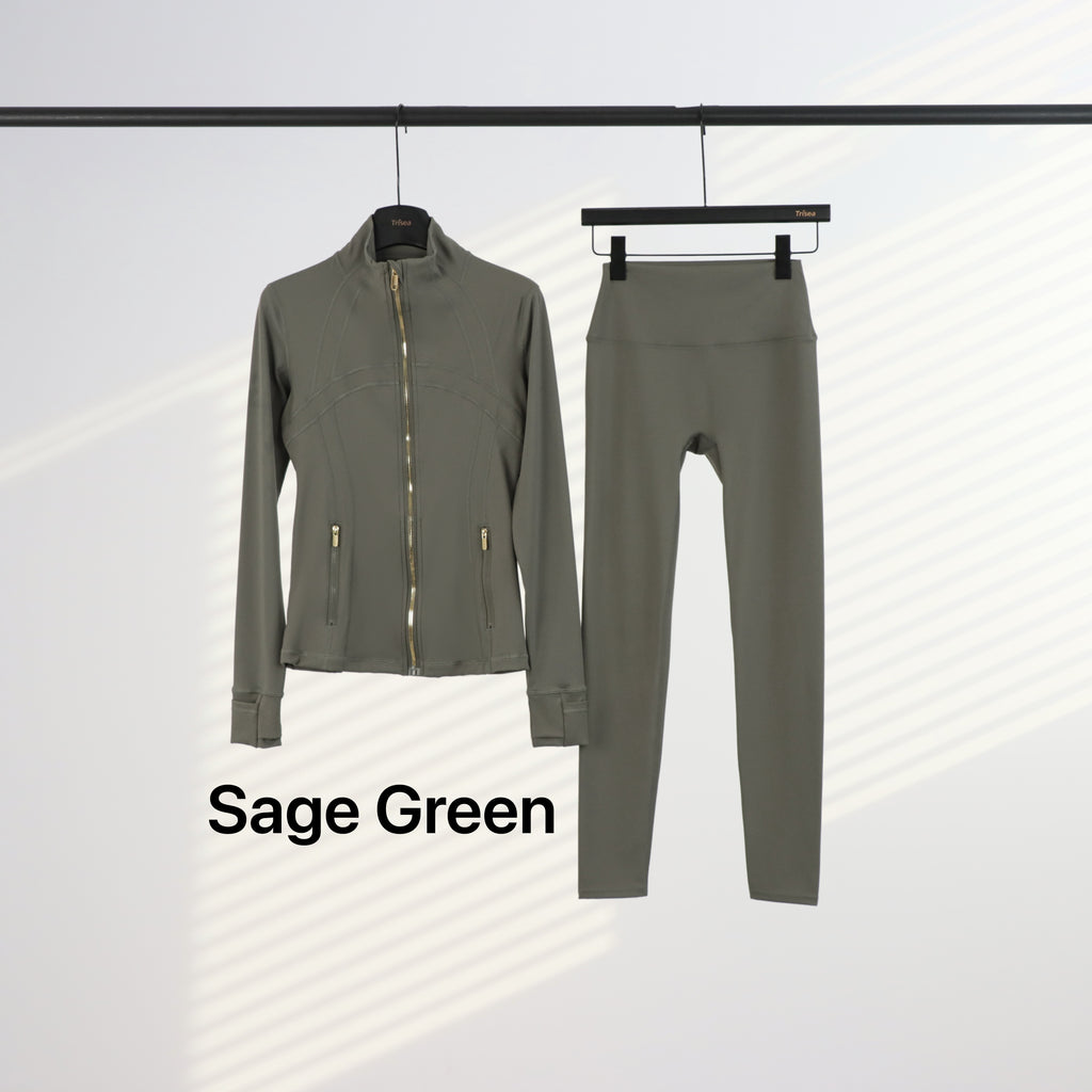 Lu Gold Zip Leggings & Jacket Sets (20+ Colours)