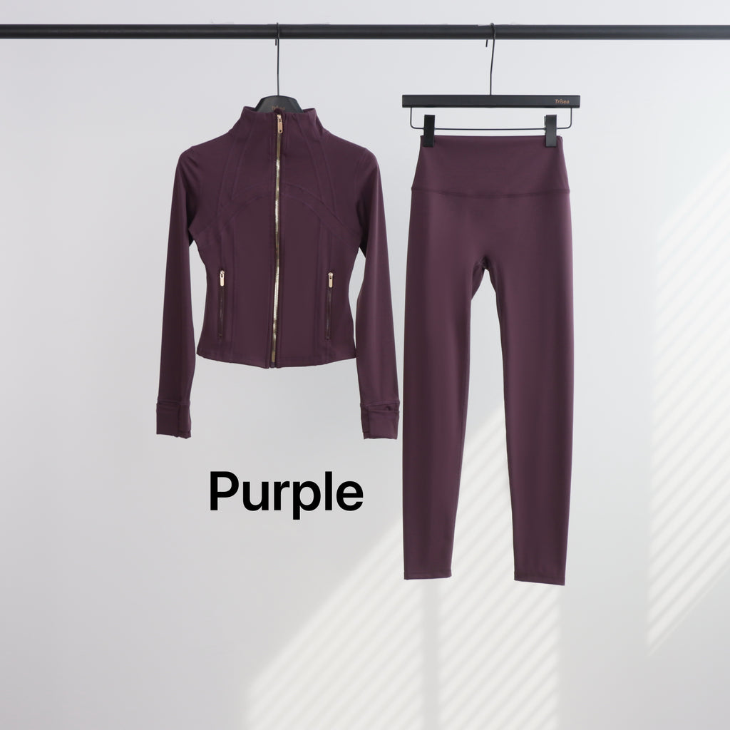 Lu Gold Zip Leggings & Cropped Jacket Sets (20+ Colours)