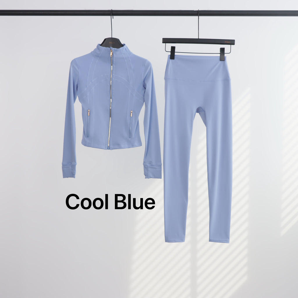 Lu Gold Zip Leggings & Cropped Jacket Sets (20+ Colours)