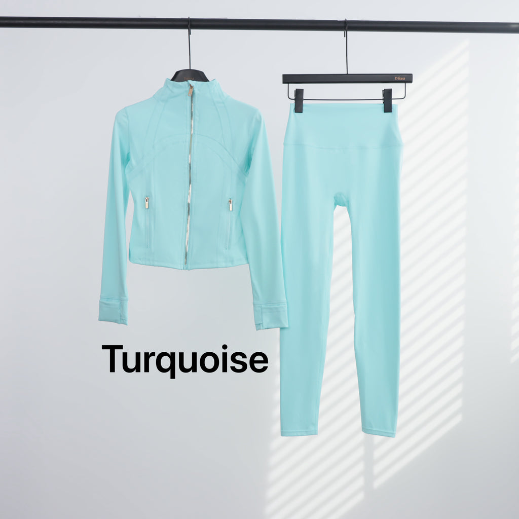 Lu Gold Zip Leggings & Cropped Jacket Sets (20+ Colours)