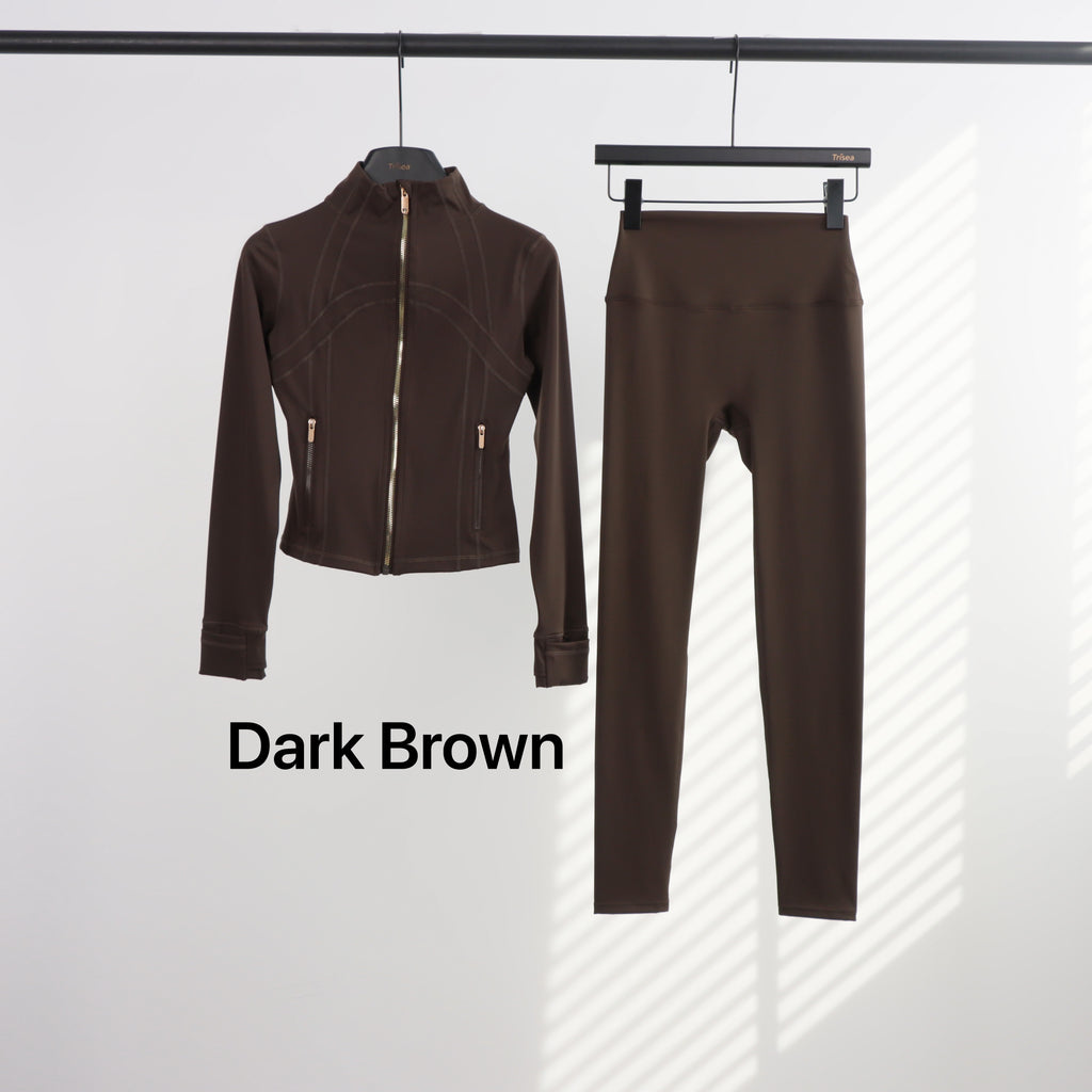 Lu Gold Zip Leggings & Cropped Jacket Sets (20+ Colours)