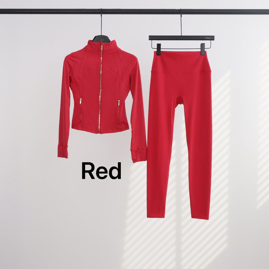 Lu Gold Zip Leggings & Cropped Jacket Sets (20+ Colours)